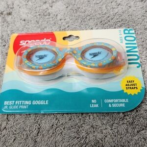 Speedo Junior Glide Print Swim Goggles Anti-Fog Ages 6-14 - Orchard Orange/Grey